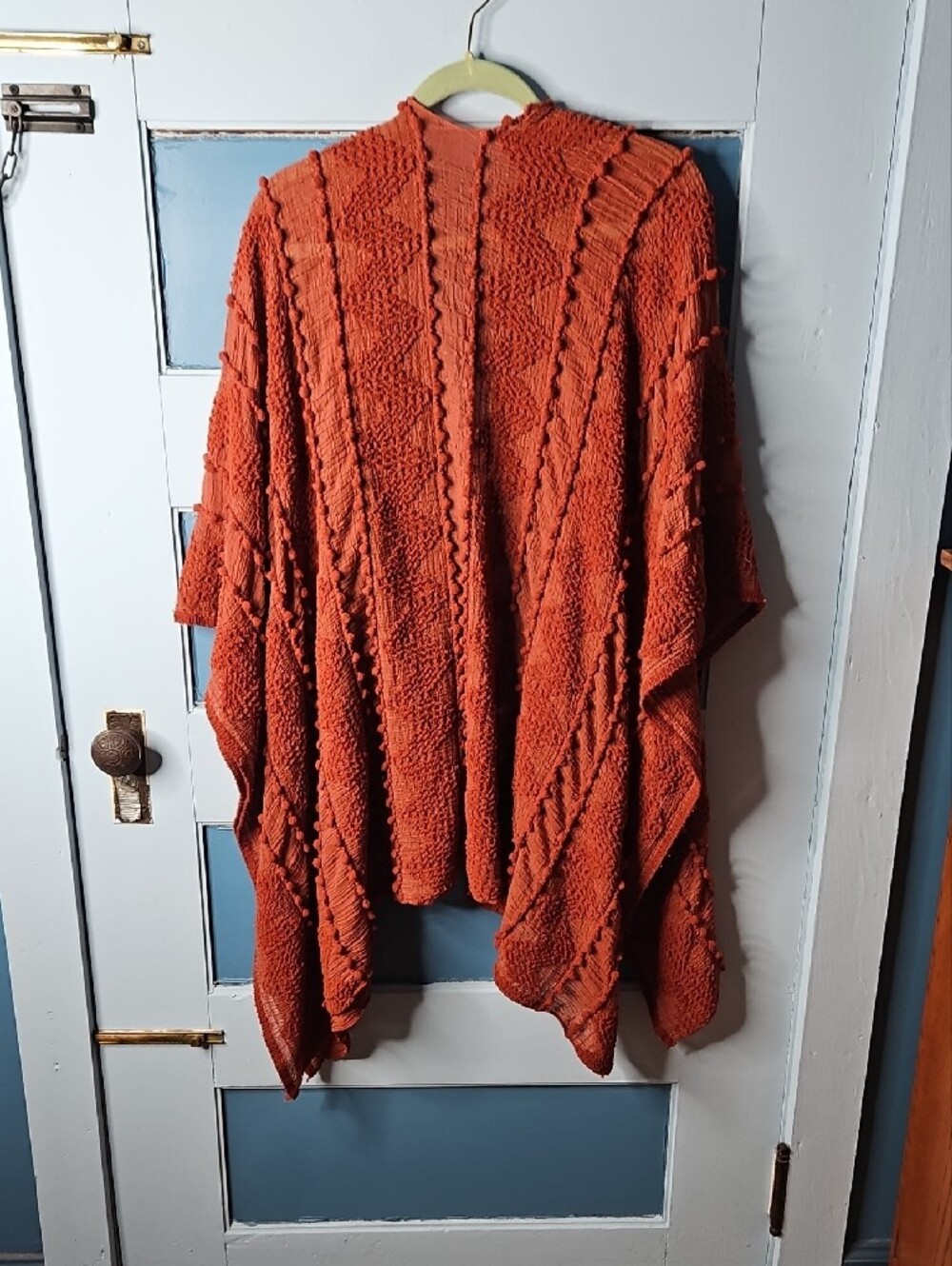 Bali From 3 Bird Nest Embroided Rust Open-Knit Women’s Kimono Poncho Top OSFM - Picture 6 of 9